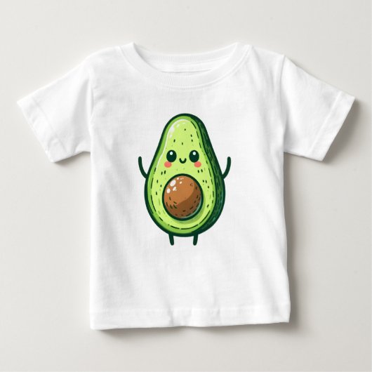キュートチビ（小さくかわいく書いた感じ）アボカド ベビーTシャツ (正面)
