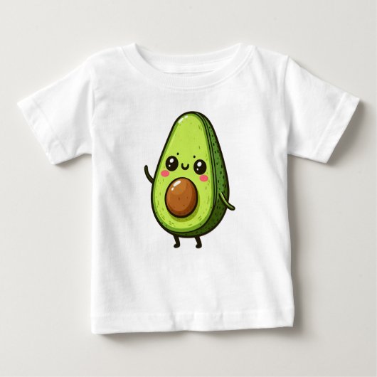 キュートチビ（小さくかわいく書いた感じ）アボカド ベビーTシャツ (正面)