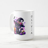 キュートチビ（小さくかわいく書いた感じ）ハッピーハローウィンカボチャパーソナライズされた コーヒーマグカップ (正面左)