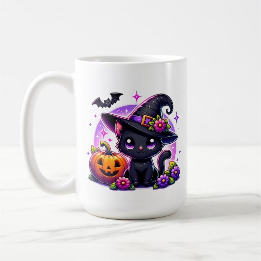 キュートチビ（小さくかわいく書いた感じ）ハッピーハローウィンカボチャパーソナライズされた コーヒーマグカップ (左)