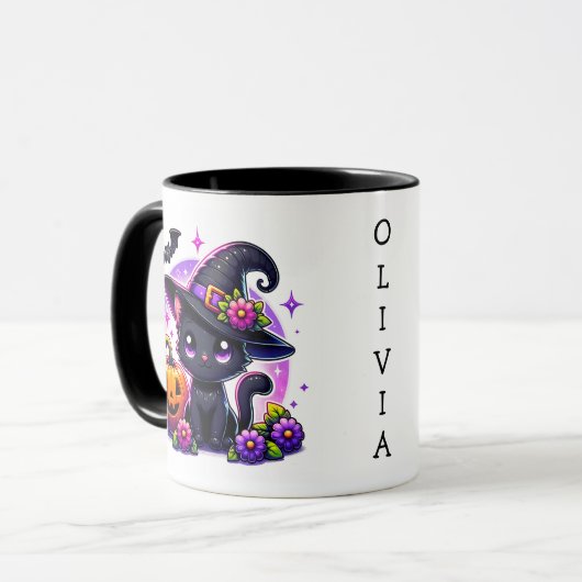 キュートチビ(小さくかわいく書いた感じ)ハッピーハローウィンカボチャパーソナライズされた マグカップ (正面左)