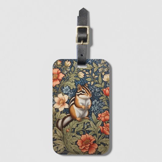 キュートチムンクウィリアムインスパイアモリスフローラ ラゲッジタグ (正面縦)