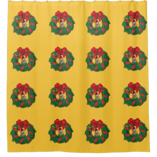 キュートチムンククリスマスリース シャワーカーテン (正面)