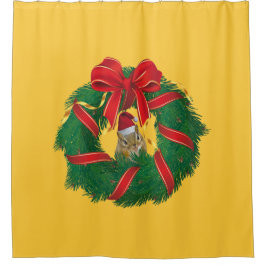 キュートチムンククリスマスリース シャワーカーテン