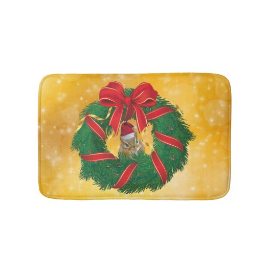キュートチムンククリスマスリース バスマット (正面)