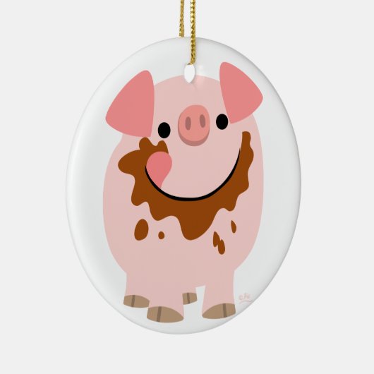 キュートチョコレートカートブタオーナメント セラミックオーナメント (右)