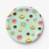 キュートチョコレートストロベリードーナツ柄誕生日 ペーパープレート (正面)