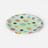 キュートチョコレートストロベリードーナツ柄誕生日 ペーパープレート (アングル)