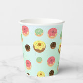 キュートチョコレートストロベリードーナツ柄誕生日 紙コップ (裏面)