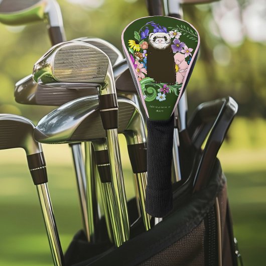キュートチョコレートセーブルフェレットフローラグリーン ゴルフヘッドカバー