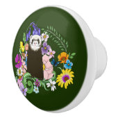 キュートチョコレートセーブルフェレットフローラグリーン セラミックノブ (右)