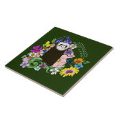 キュートチョコレートセーブルフェレットフローラグリーン タイル (側面)