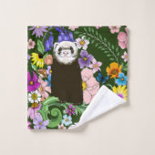 キュートチョコレートセーブルフェレットフローラグリーン バスタオルセット (ウォッシュタオル)