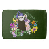 キュートチョコレートセーブルフェレットフローラグリーン バスマット (正面)