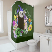 キュートチョコレートセーブルフォレストフローラグリーン シャワーカーテン (インサイチュ)