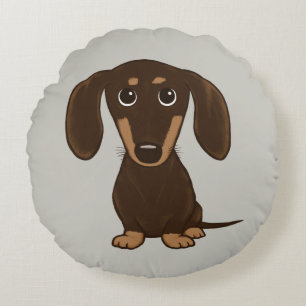 キュートチョコレートダシュント  漫画ウィーナー犬 ラウンドクッション