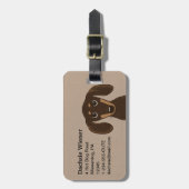 キュートチョコレートダシュント |漫画ウィーナー犬 ラゲッジタグ (正面縦)