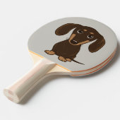 キュートチョコレートダシュント |漫画ウィーナー犬 卓球ラケット (正面アングル)