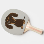 キュートチョコレートダシュント |漫画ウィーナー犬 卓球ラケット (横)