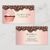キュートチョコレートドリップスピンクカップケーキベーカリーシェフ 名刺 (正面/裏面)