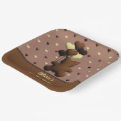 キュートチョコレートベア誕生日スクエア紙プレート ペーパープレート (傾斜あり)