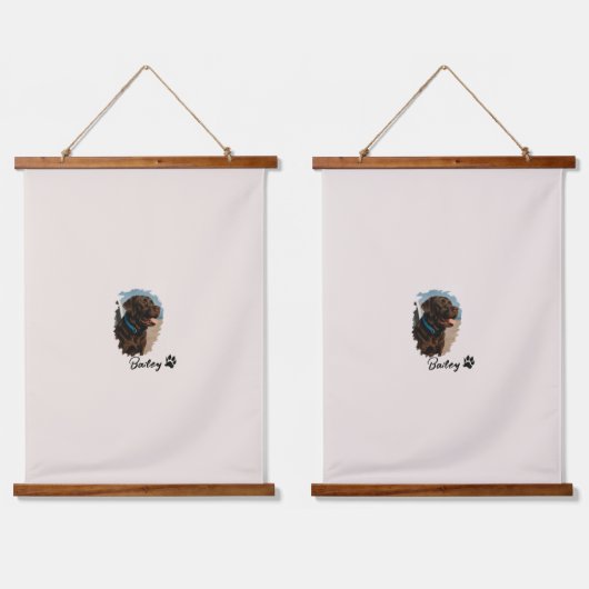 キュートチョコレートラブラドールドッグ – Bailey | ペットのプレゼント 吊り下げ型タペストリー (ダブル)