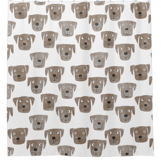 キュートチョコレートラブラドールレトリエバードッグウォーターカラー シャワーカーテン (正面)