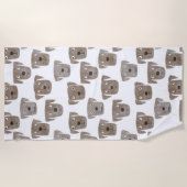 キュートチョコレートラブラドールレトリエバードッグウォーターカラー ビーチタオル (正面)