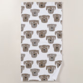 キュートチョコレートラブラドールレトリエバードッグウォーターカラー ビーチタオル (正面)