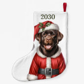 キュートチョコレートラブラドールレトリエバーパピーサンタドッグ スモールクリスマスストッキング (裏面)