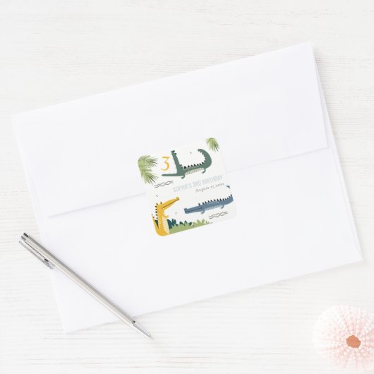 キュートチョムアリゲータースワンプany年齢子供の誕生日 スクエアシール (封筒)