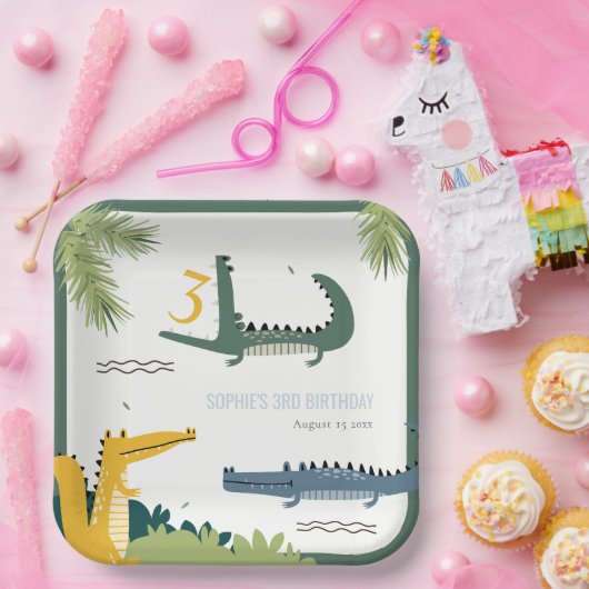 キュートチョムアリゲータースワンプany年齢子供の誕生日 ペーパープレート (パーティー)