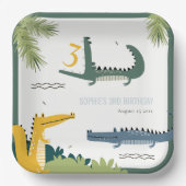 キュートチョムアリゲータースワンプany年齢子供の誕生日 ペーパープレート (正面)