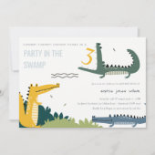 キュートチョムアリゲータースワンプany年齢子供の誕生日 招待状 (正面)