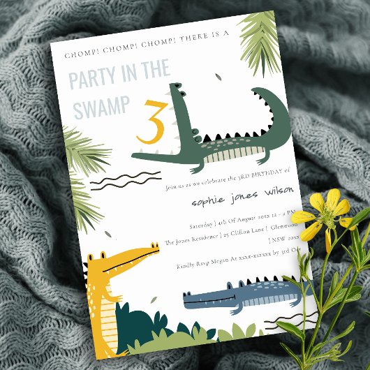 キュートチョムアリゲータースワンプany年齢子供の誕生日 招待状