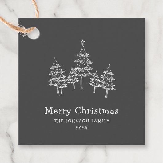 キュートチョーククリスマスツリーズ白黒 フェイバータグ (正面)