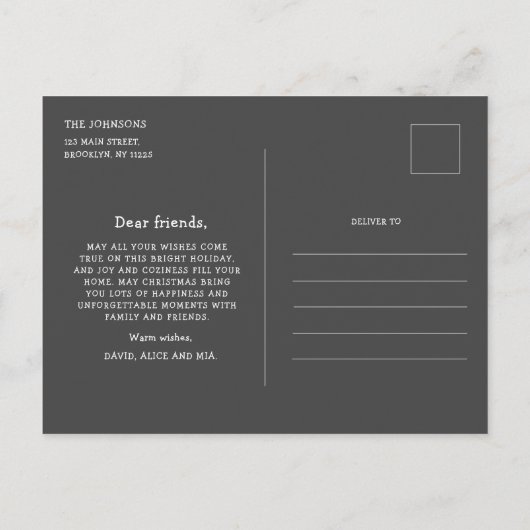 キュートチョーククリスマスツリーズ白黒 ポストカード (裏面)