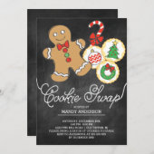 キュートチョークボードホリデークッキースワップ 招待状 (正面/裏面)