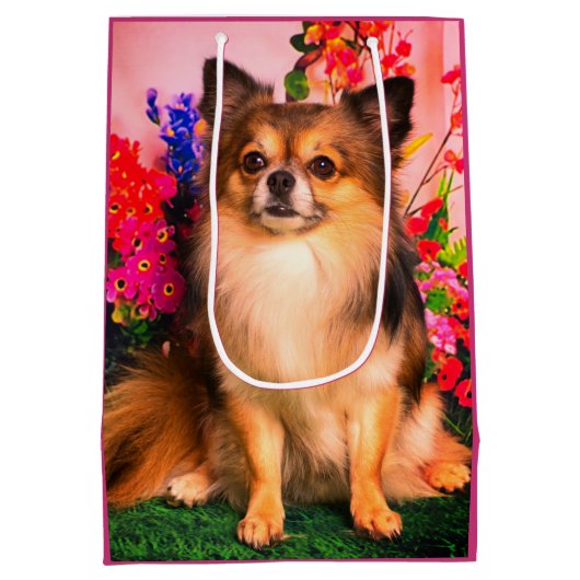 キュートチワフアアミッド春の花 ミディアムペーパーバッグ (裏面)