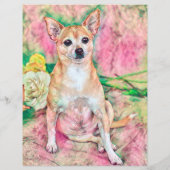 キュートチワホアアートピンクグリーンドッグポートレート (裏面)