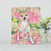 キュートチワホアアートピンクグリーンドッグポートレート (スタンド正面)