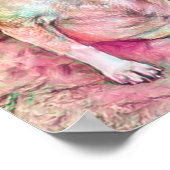 キュートチワホアアートピンクグリーンドッグポートレート ポスター (角)