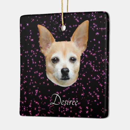 キュートチワホアドグパープルエレガントグリッター セラミックオーナメント (左)