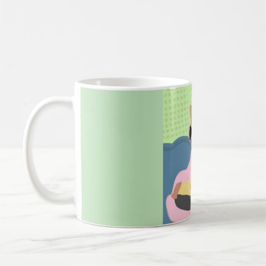 キュートチワワチワニピンクローブイラストレーション コーヒーマグカップ (左)