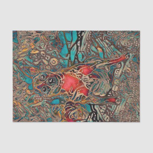 キュートチワワドッグアートティール（緑がかった色）ブラウンポートレート 薄葉紙 (正面)