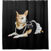 キュートチワワドッグタンブラウンブラエレガントック シャワーカーテン (正面)