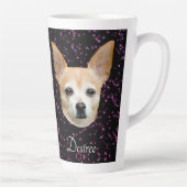 キュートチワワドッグパープルエレガントグリッターデザイン カフェラテマグ (右)