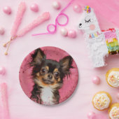 キュートチワワポートレートオンパステル明るい赤紫色 ペーパープレート (パーティー)