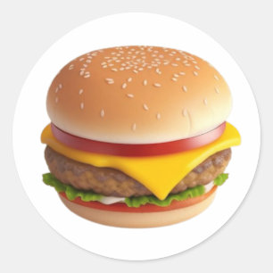 キュートチーズバーガーイラストレーション ラウンドシール