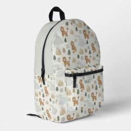 キュートチーターサファリ森林山モノグラムキッズ プリントバックパック